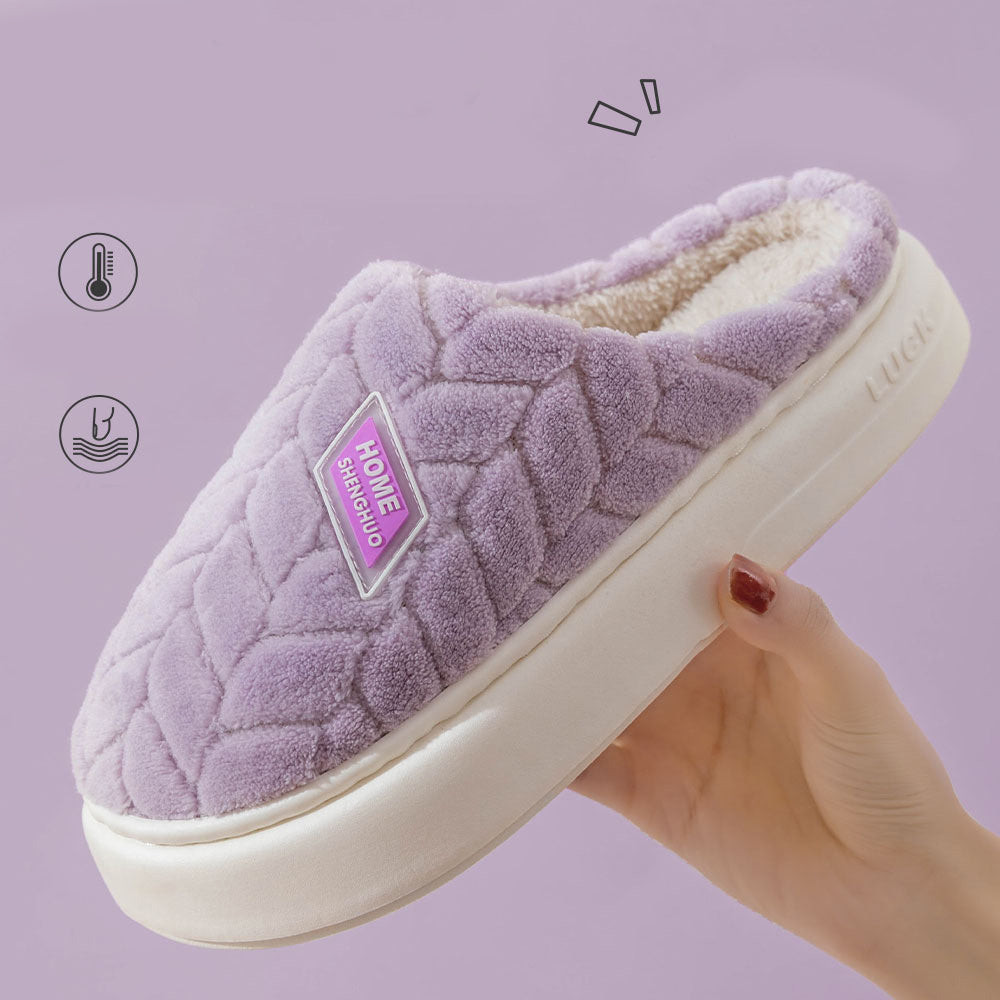 Nuevas zapatillas de felpa de suela gruesa antideslizantes para parejas, zapatillas de invierno cálidas para el hogar, zapatos de forro polar para interiores para mujeres y hombres