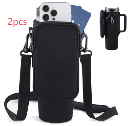 Bolsa portabotellas Slok, compatible con vaso de 40 oz con asa, moderno portabotellas con correa ajustable simple para caminatas al aire libre, senderismo, viajes, deportes, azul y morado