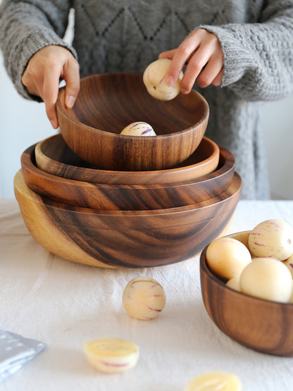 Cuenco de madera natural para cocina, cuenco para fruta, cuenco para ensalada, recipiente para comida para restaurante, utensilios de madera, tenga en cuenta el tamaño