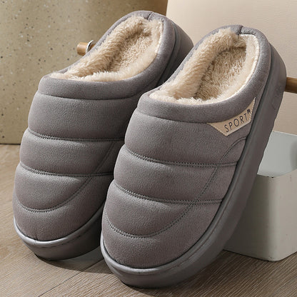 Pantuflas de felpa sólidas de moda para invierno, cálidas, para interiores, para dormitorio, para parejas, zapatos de casa de suela gruesa para mujeres y hombres