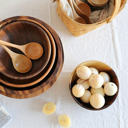 Cuenco de madera natural para cocina, cuenco para fruta, cuenco para ensalada, recipiente para comida para restaurante, utensilios de madera, tenga en cuenta el tamaño