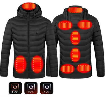 Nueva chaqueta calefactora, chaqueta eléctrica USB, abrigo de algodón, ropa térmica, chaleco calefactor, ropa de hombre para invierno